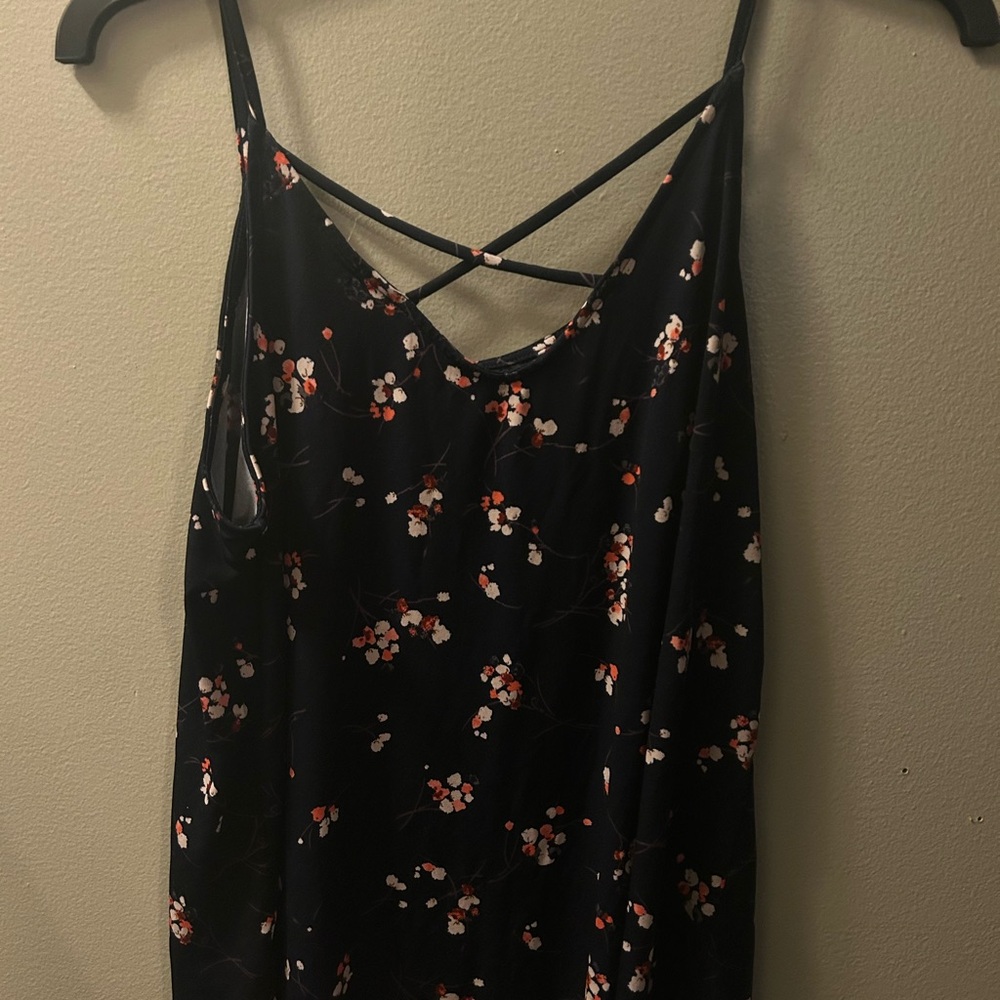 Floral Black and Red Strappy Dress